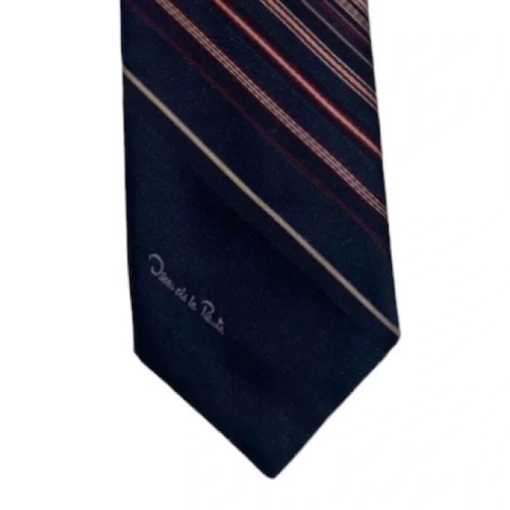 Oscar DE LA RENTA Mens Navy Blue Striped Tie